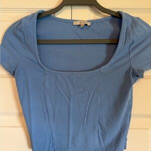 Love Tree Sky Blue Ribbed Bodysuit